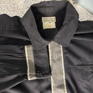 Vintage 80s Matsuda Nicole Mens Black Long Sleeve Dress Shirt Medium White Rare